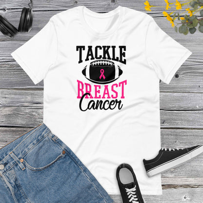 Tackle Breast Cancer, Breast Cancer Awareness, Team Cancer, Motivational, Pink Ribbon, In October We Wear Pink Unisex t-shirt