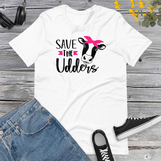 Save The Udders, Breast Cancer Awareness, Team Cancer, Motivational, Pink Ribbon, In October We Wear Pink Unisex t-shirt