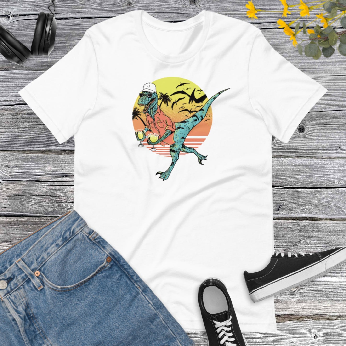 Dinosaur Lover shirt, Funny Dinosaur drinking, Jurassic World, Dinosaur Party Unisex t-shirt