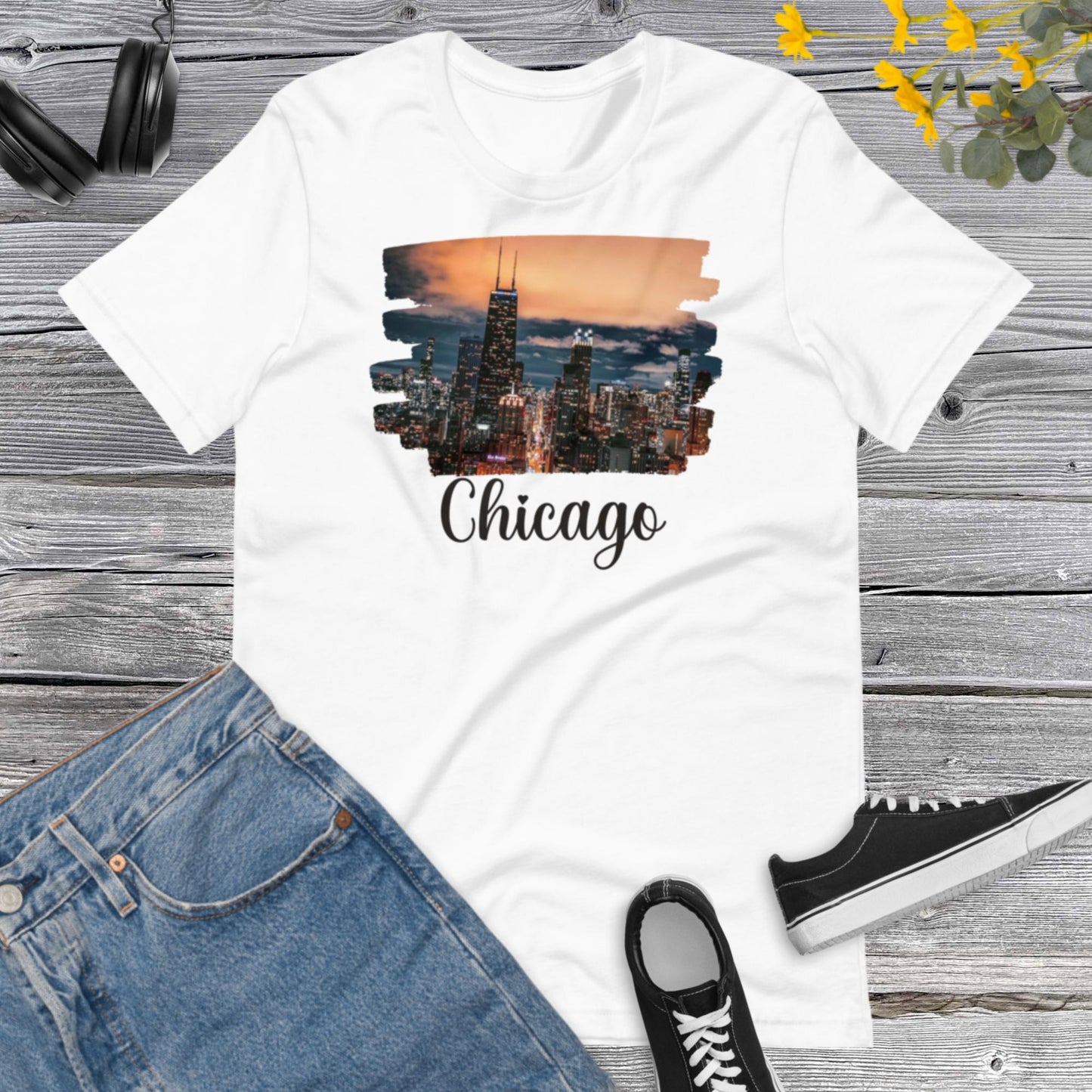 Chicago City Sunset, I Love Chicago, Chicago Lover, City Photo Unisex t-shirt