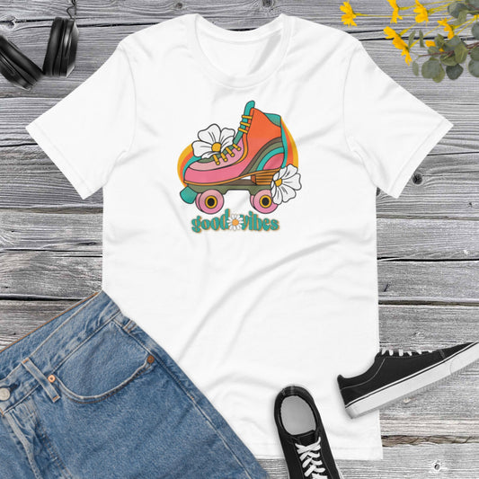 Skate Good Vibes, Roller Skate girls Gift, 70s Retro Vibes, Party Retro, Skate Lover Unisex t-shirt