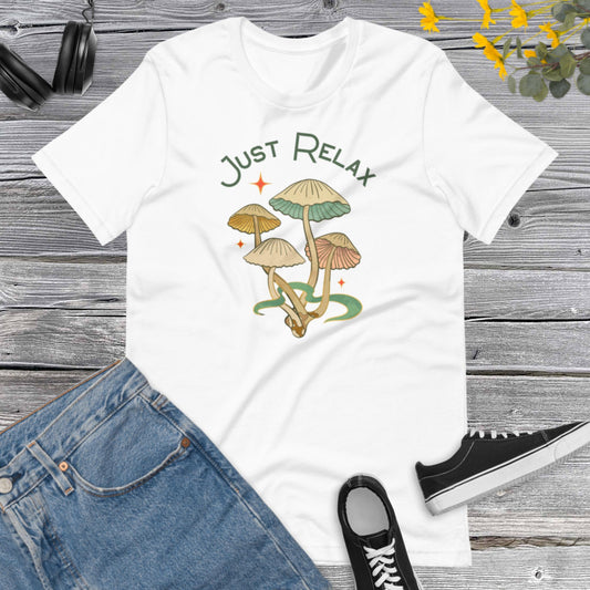 Just relax Magic Mushroom, Vintage Mushroom Shirt, Botanical Shirt, Hippie Shirt, Mushroom Lover Gift Shirt, Cottagecore Unisex t-shirt