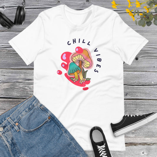 Chill Vibes Magic Mushroom, Vintage Mushroom Shirt, Botanical Shirt, Hippie Shirt, Mushroom Lover Gift Shirt, Cottagecore Unisex t-shirt