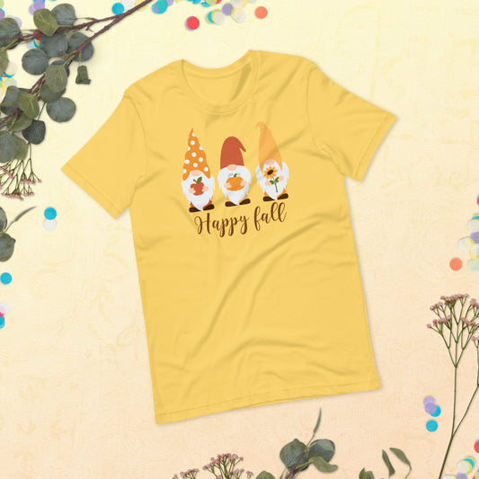 Happy Fall Gnomes, Gnome fall shirt, Thanksgiving Gnome, Hello Fall, Thanksgiving Gift Unisex t-shirt