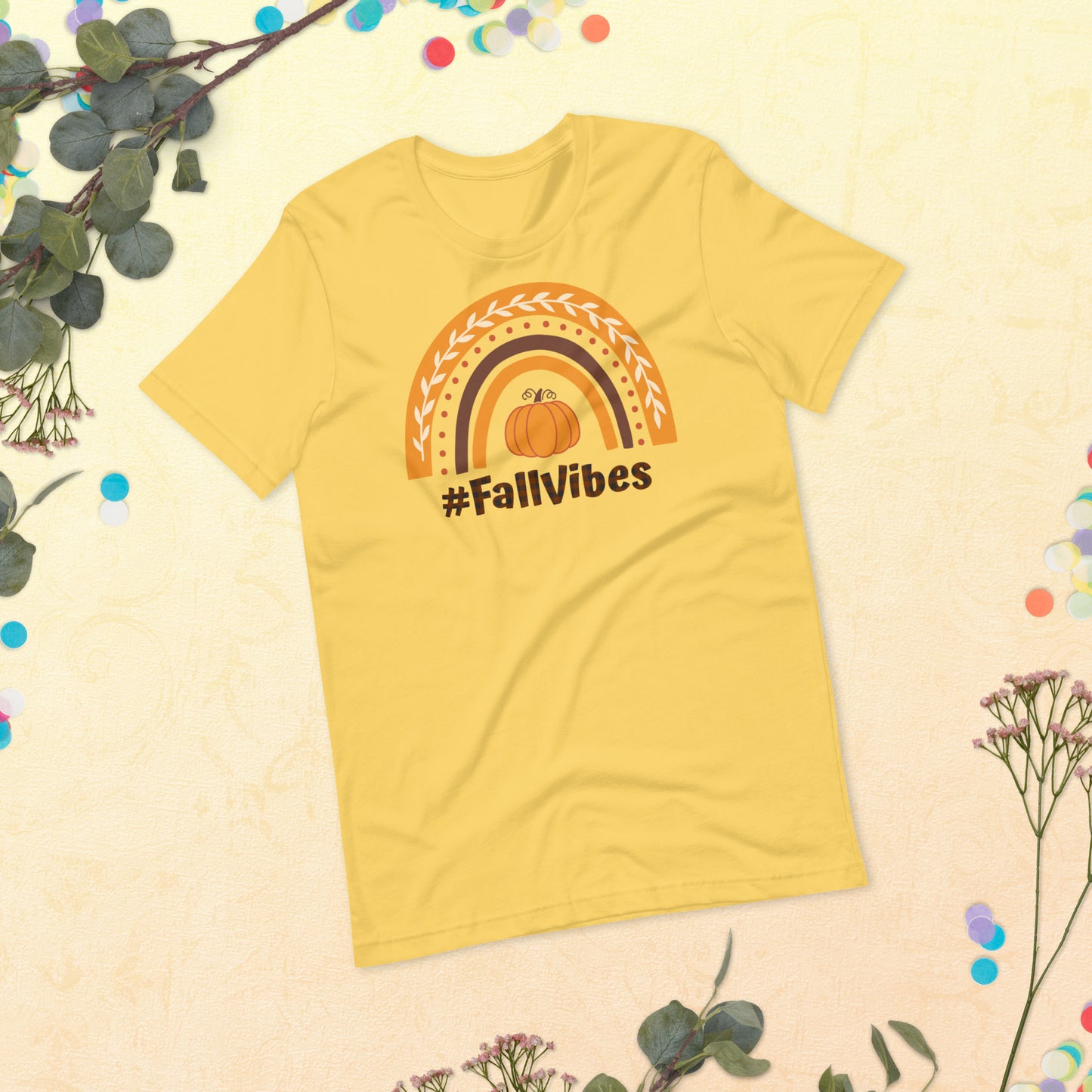 Fall Vibes Rainbow, Autum Rainbow shirt, Hello Fall, Thanksgiving Gift Unisex t-shirt